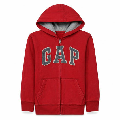 Gap Boys Red Full Zip Fleece Hoodie Size 12 Years with Logo Detail