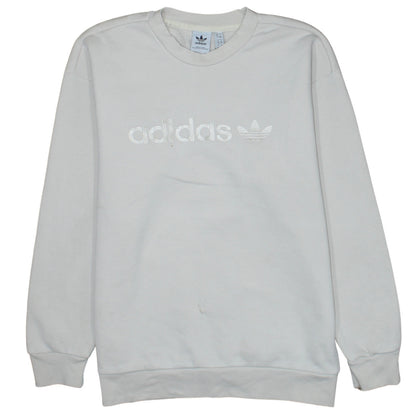 Adidas Women White Pullover Sweatshirt UK 8 Logo Crew Neck
