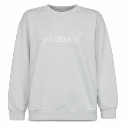 Front view of Adidas Women White Pullover Sweatshirt UK 8 Logo Crew Neck