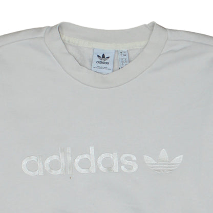 Adidas Women White Pullover Sweatshirt UK 8 Logo Crew Neck