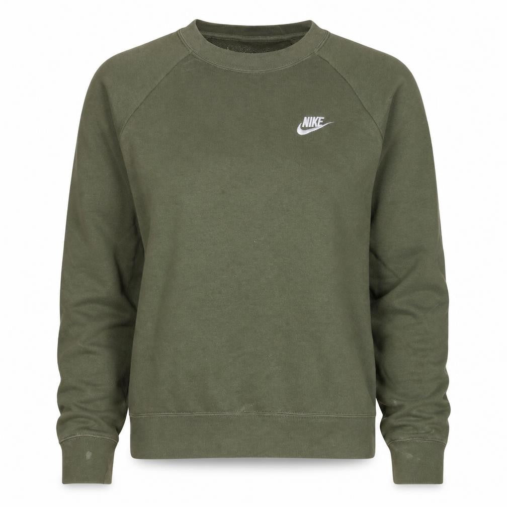 Nike Womens Khaki Green Crew Neck Sweatshirt Small Cotton Blend