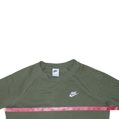 Nike Womens Khaki Green Crew Neck Sweatshirt Small Cotton Blend
