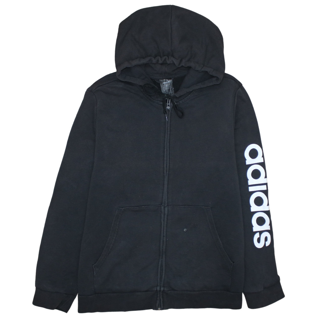 Adidas Womens Black 2XL Full Zip Hoodie Sweatshirt with Logo Print