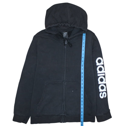 Adidas Womens Black 2XL Full Zip Hoodie Sweatshirt with Logo Print