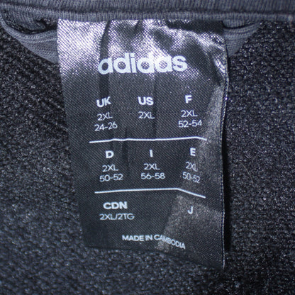 Adidas Womens Black 2XL Full Zip Hoodie Sweatshirt with Logo Print