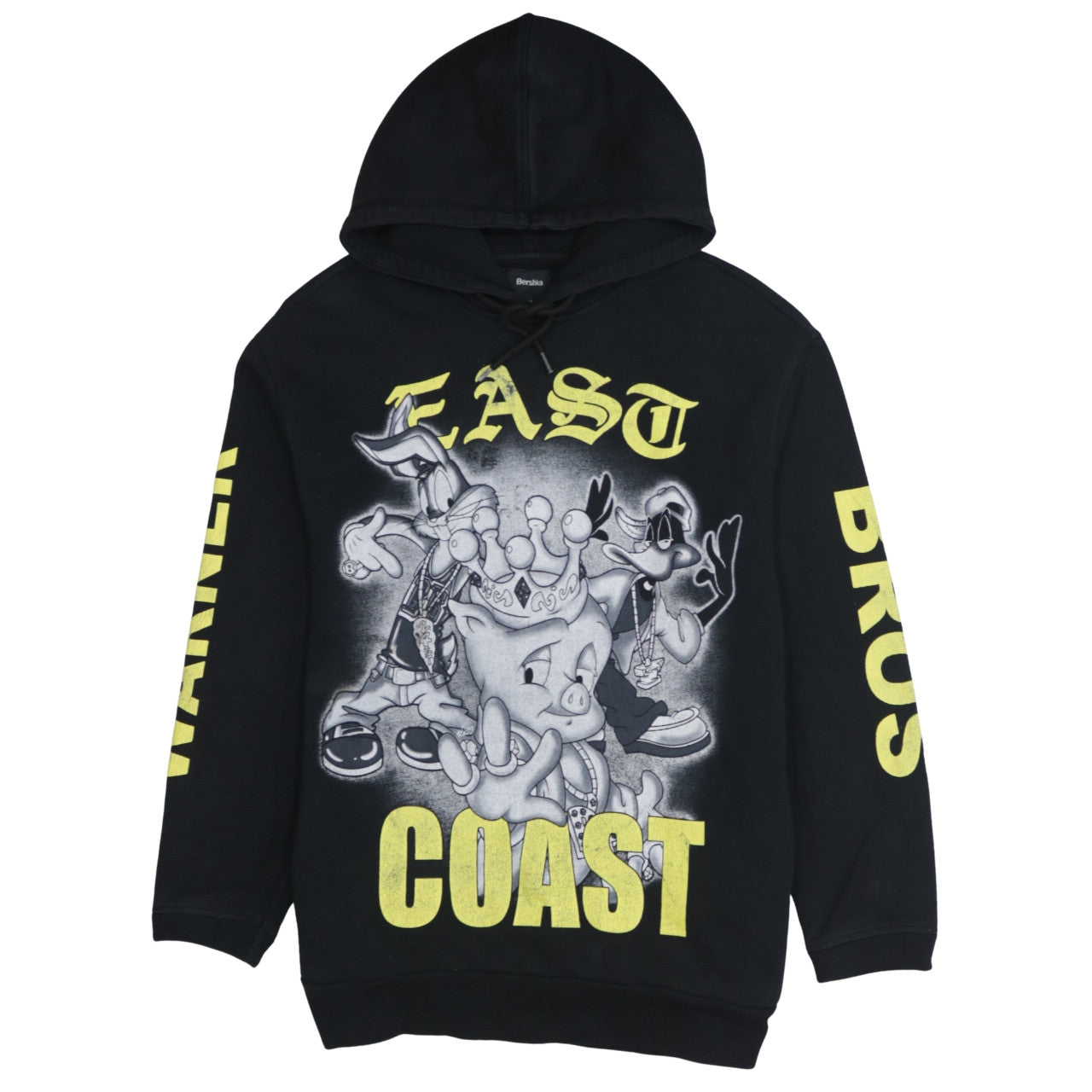 Bershka Men’s Black Looney Tunes Hoodie L Pullover Graphic Sweatshirt