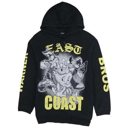 Bershka Men’s Black Looney Tunes Hoodie L Pullover Graphic Sweatshirt