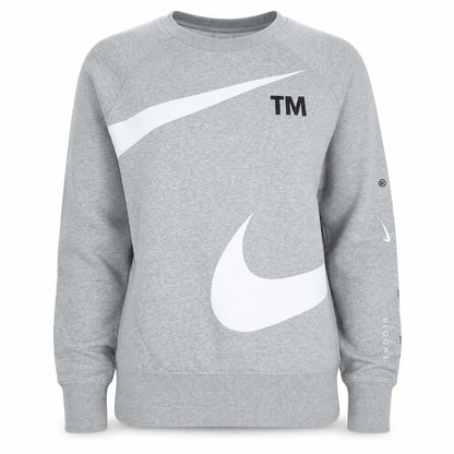 Nike Womens Grey Small Pullover Sweatshirt with Logo Print