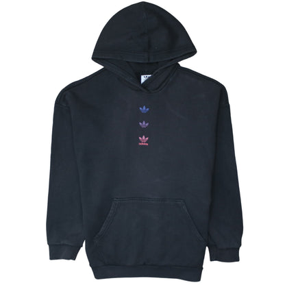 Adidas Womens Black Pullover Hoodie UK 8 Logo Print Cotton Blend