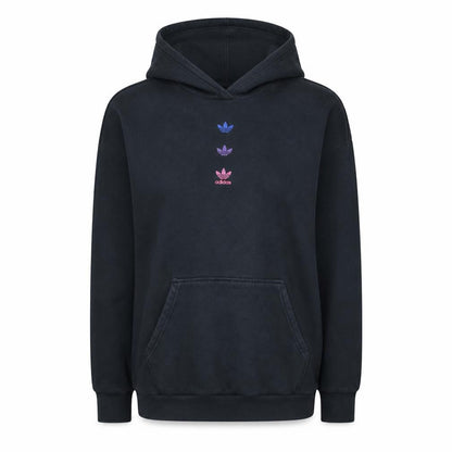 Front view of Adidas women’s black pullover hoodie uk 8 logo print cotton blend