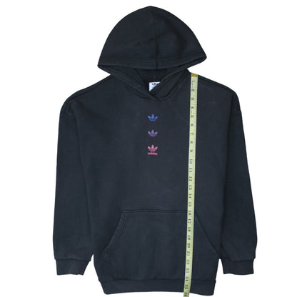 Adidas Womens Black Pullover Hoodie UK 8 Logo Print Cotton Blend