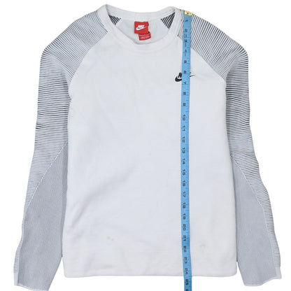 Nike Men's White Striped Raglan Long Sleeve Pullover Sweatshirt L