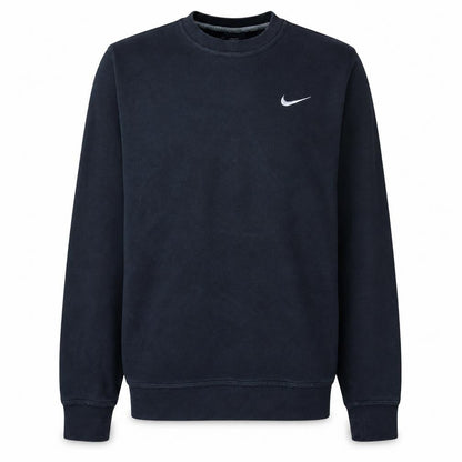 Front view of Nike Men's Black Crew Neck Logo Sweatshirt, size S, Regular Fit
