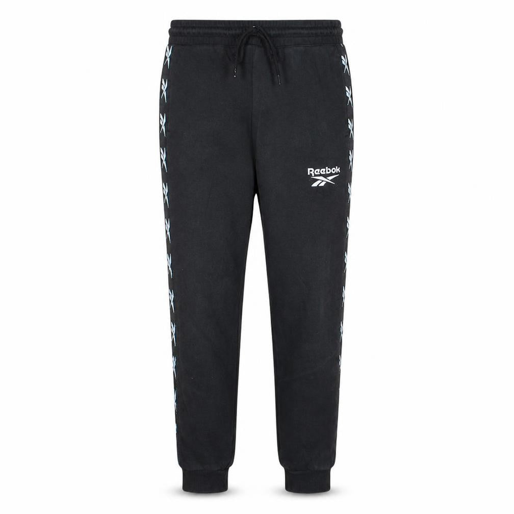 Front view of Reebok Men Black Jogger Trousers S Regular Fit Comfortable Sportswear