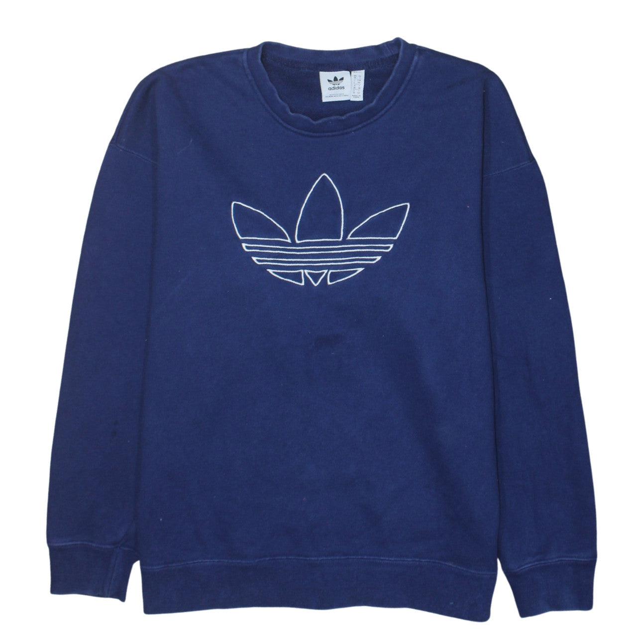 Adidas Women Blue Crew Neck Logo Sweatshirt Size 10 Pullover