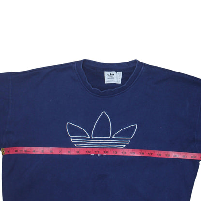 Adidas Women Blue Crew Neck Logo Sweatshirt Size 10 Pullover