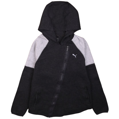 Puma Women Black Grey Full Zip Hoodie Size 12 Cotton Blend
