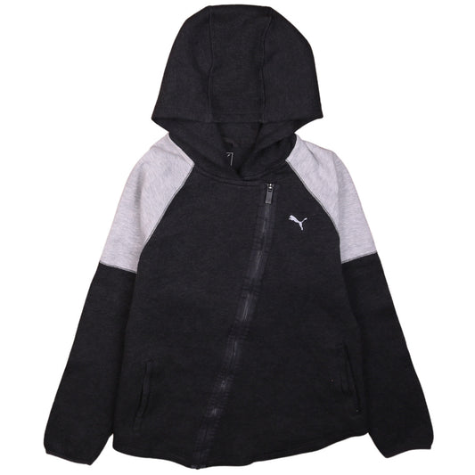 Puma Women Black Grey Full Zip Hoodie Size 12 Cotton Blend