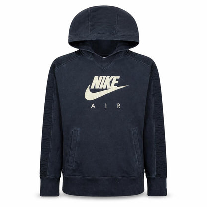 Front view of Nike girls’ black air pullover hoodie fleece sweatshirt, size 146