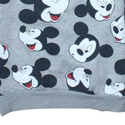 Disney Womens Grey Mickey Mouse Print Pullover Sweatshirt Size S