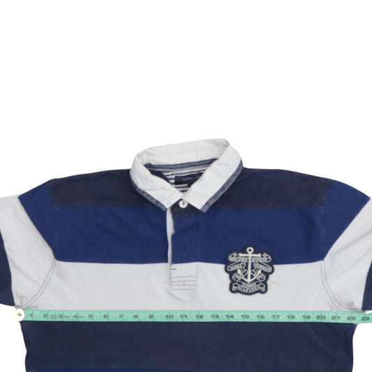 Tommy Hilfiger Men's Blue Striped Nautical Polo Shirt L