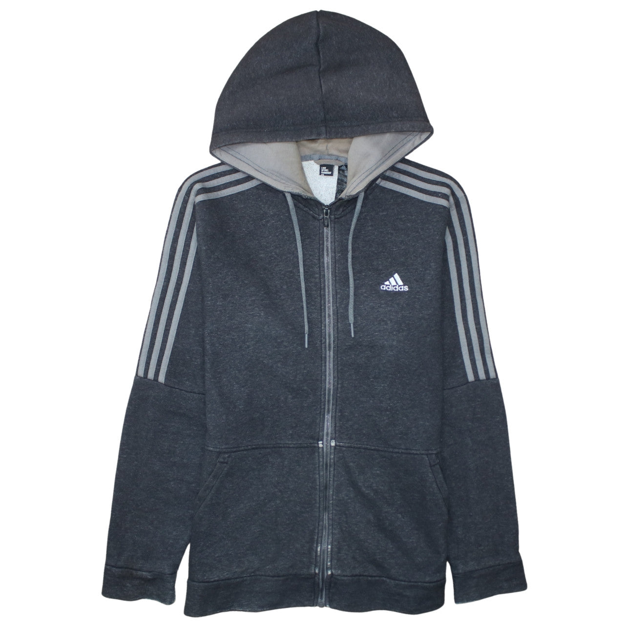 Adidas Men's Grey Full Zip Hooded Sweatshirt Medium Sports Fleece