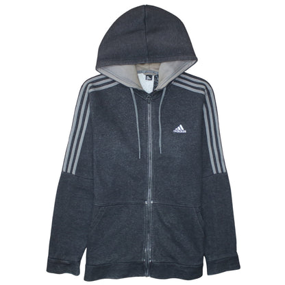 Adidas Men's Grey Full Zip Hooded Sweatshirt Medium Sports Fleece
