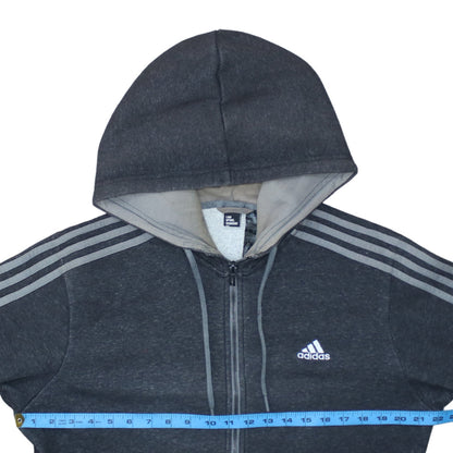 Adidas Men's Grey Full Zip Hooded Sweatshirt Medium Sports Fleece
