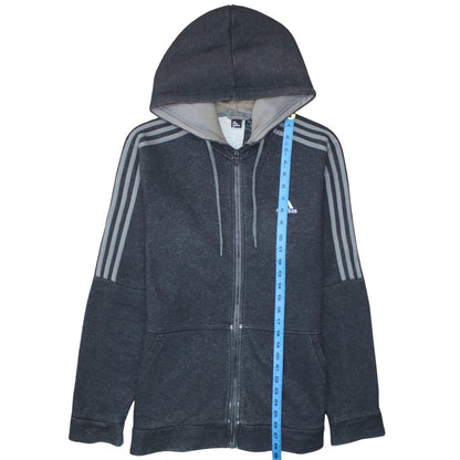 Adidas Men's Grey Full Zip Hooded Sweatshirt Medium Sports Fleece