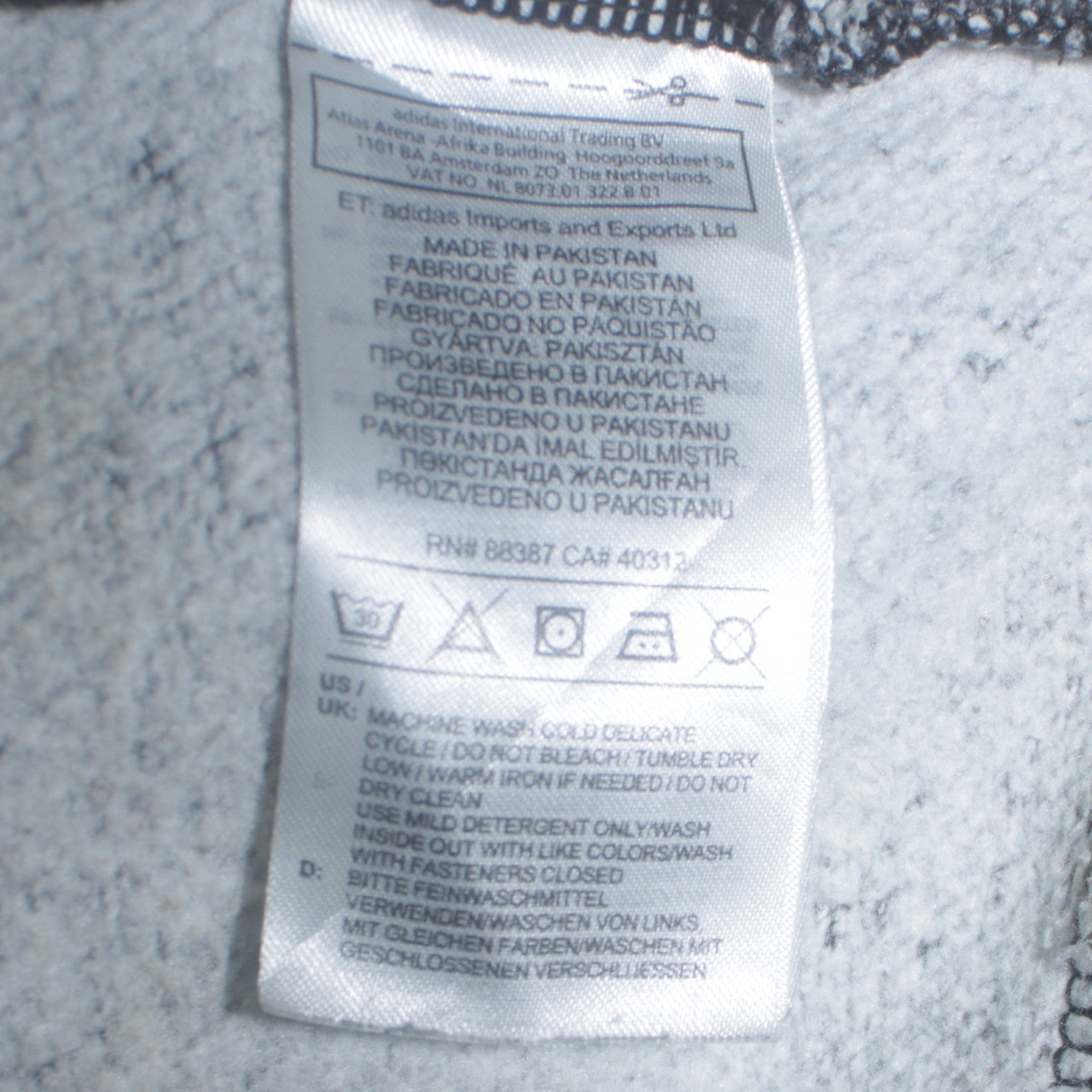 Adidas Men's Grey Full Zip Hooded Sweatshirt Medium Sports Fleece