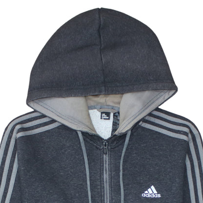 Adidas Men's Grey Full Zip Hooded Sweatshirt Medium Sports Fleece