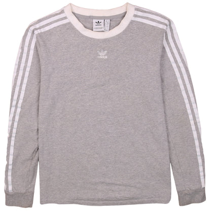 Adidas Women Grey Crew Neck Long Sleeve Pullover Sweatshirt Size 10