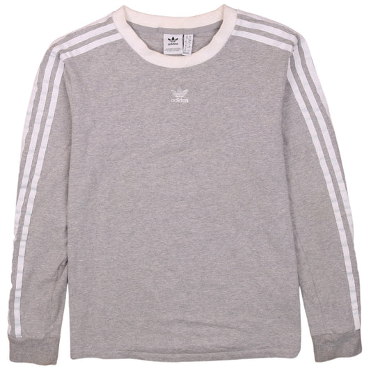 Adidas Women Grey Crew Neck Long Sleeve Pullover Sweatshirt Size 10