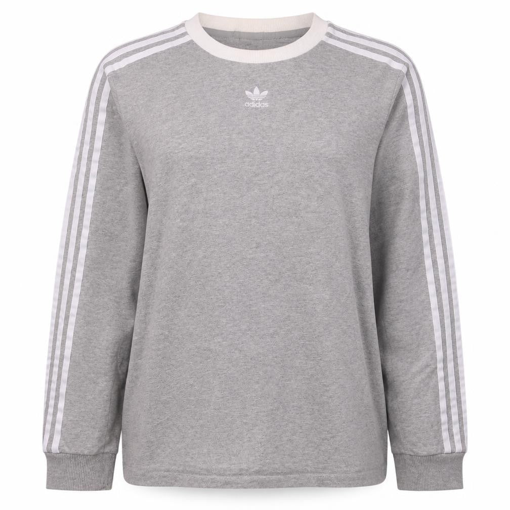 Front view of Adidas Women Grey Crew Neck Long Sleeve Pullover Sweatshirt, size 10