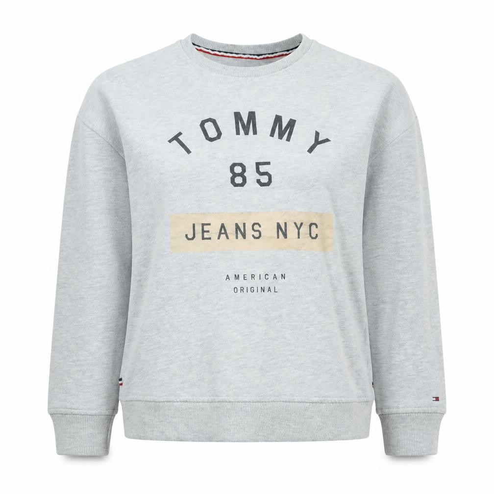 Tommy Jeans Women Grey Crew Neck Pullover Sweatshirt M Cotton