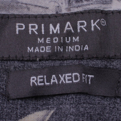 Primark Men’s Black Floral Graphic Short Sleeve Relaxed Fit Shirt Medium