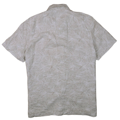 WE Men’s Beige Regular Fit Band Collar Short Sleeve Linen Cotton Shirt XL
