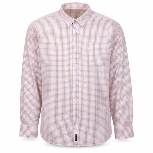 Front view of U.S. Polo Assn. Men's Beige Check Button-Down Shirt, size 16.5