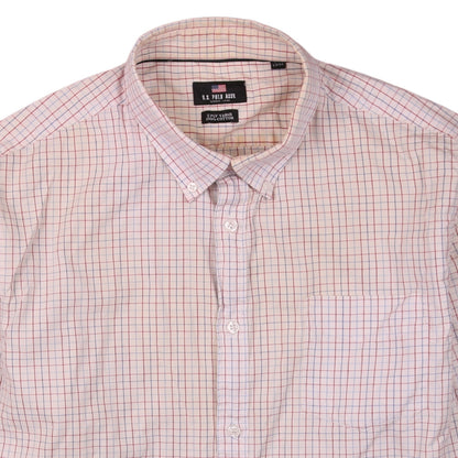 U.S. Polo Assn. Men's Beige Check Button-Down Shirt Size 16.5
