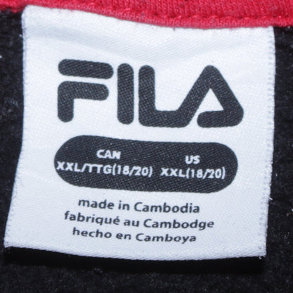 Fila Boys Black Colourblock Pullover Hoodie Size 18/20 Logo Design
