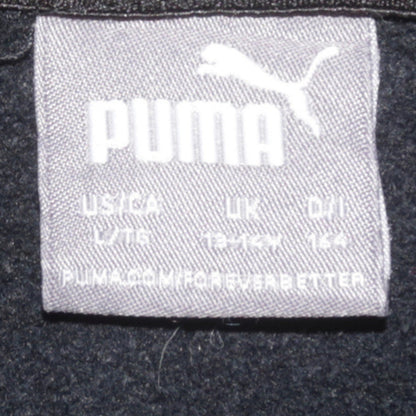 Puma Boys Black Pullover Hoodie 13-14 Years Fleece Logo Printed Sweatshirt