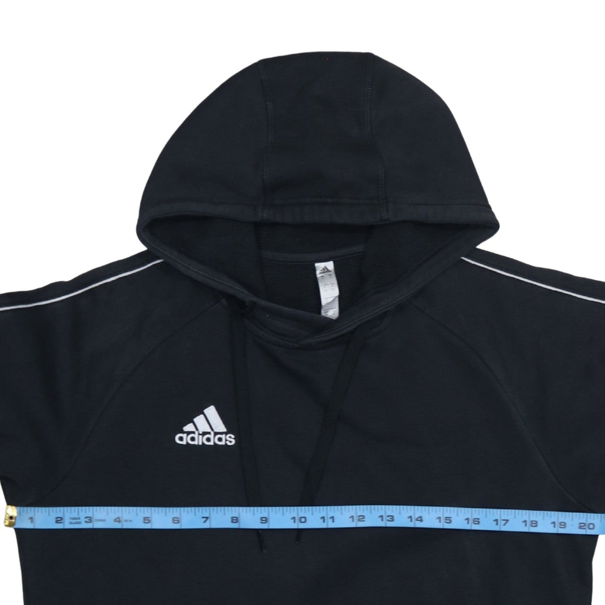 Adidas Mens Black Small Pullover Hoodie with Logo and Drawstring