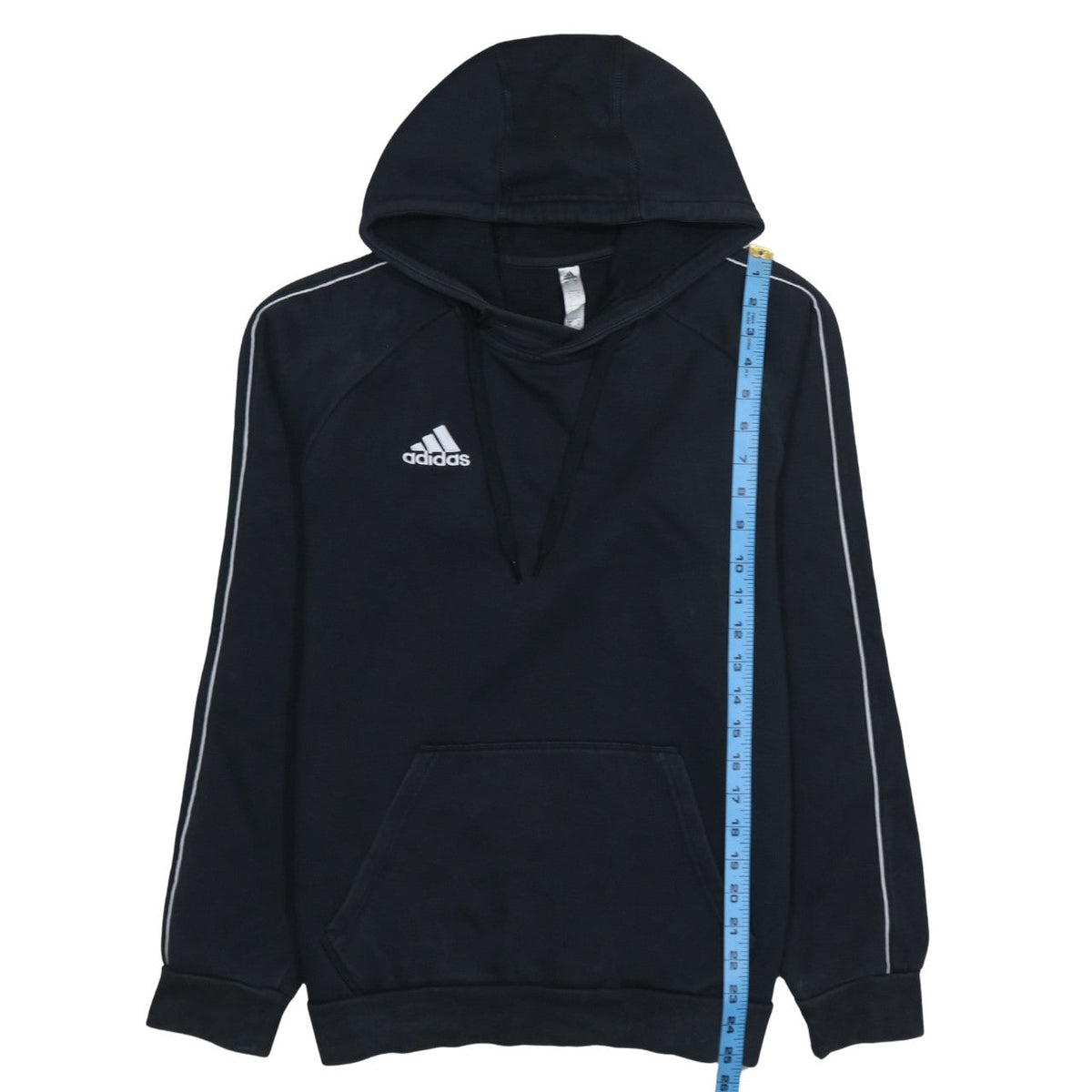 Adidas Mens Black Small Pullover Hoodie with Logo and Drawstring