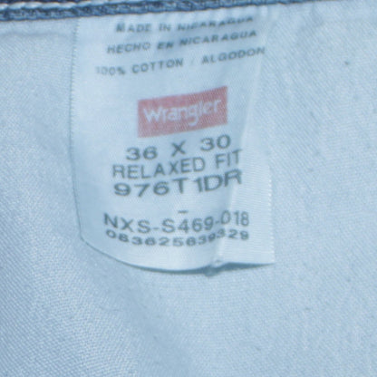 Wrangler Men's Blue 36x30 Relaxed Fit Straight Denim Jeans