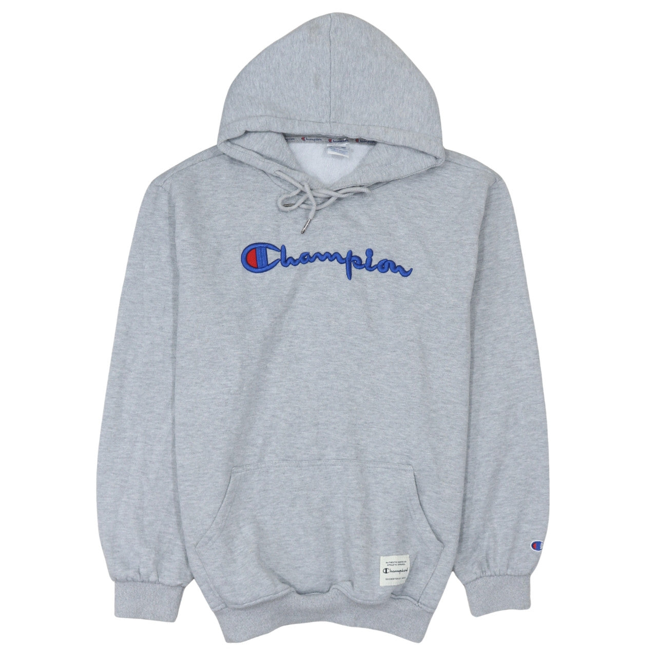 Champion Mens Grey 2XL Pullover Hoodie Embroidered Logo Fleece