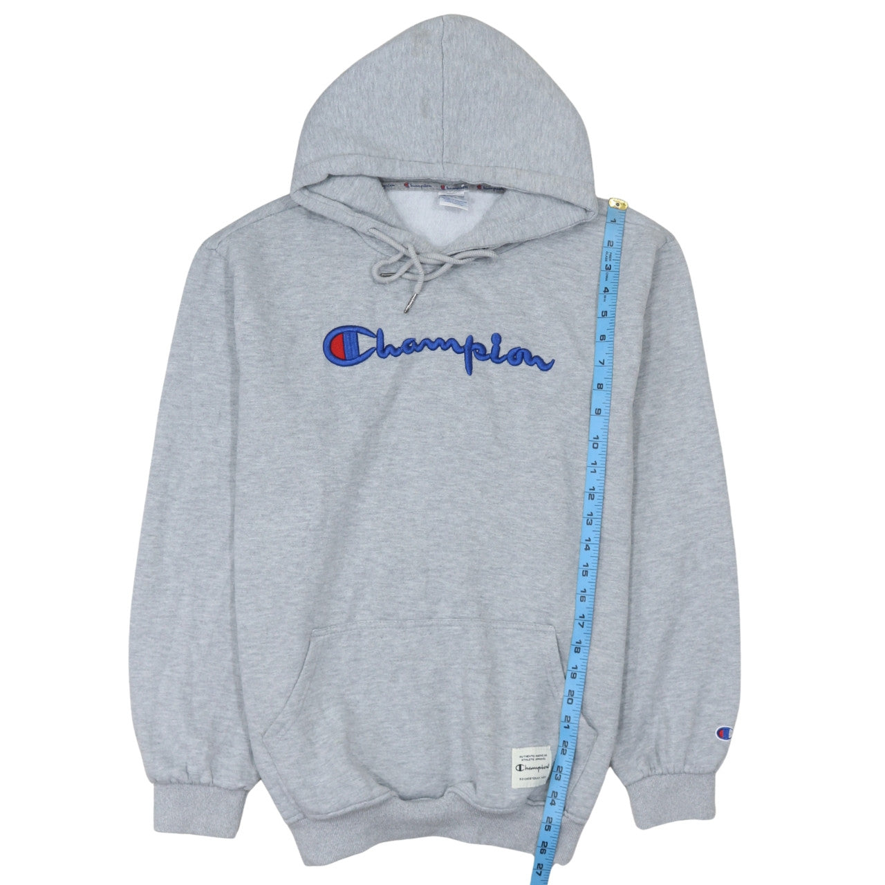 Champion Mens Grey 2XL Pullover Hoodie Embroidered Logo Fleece