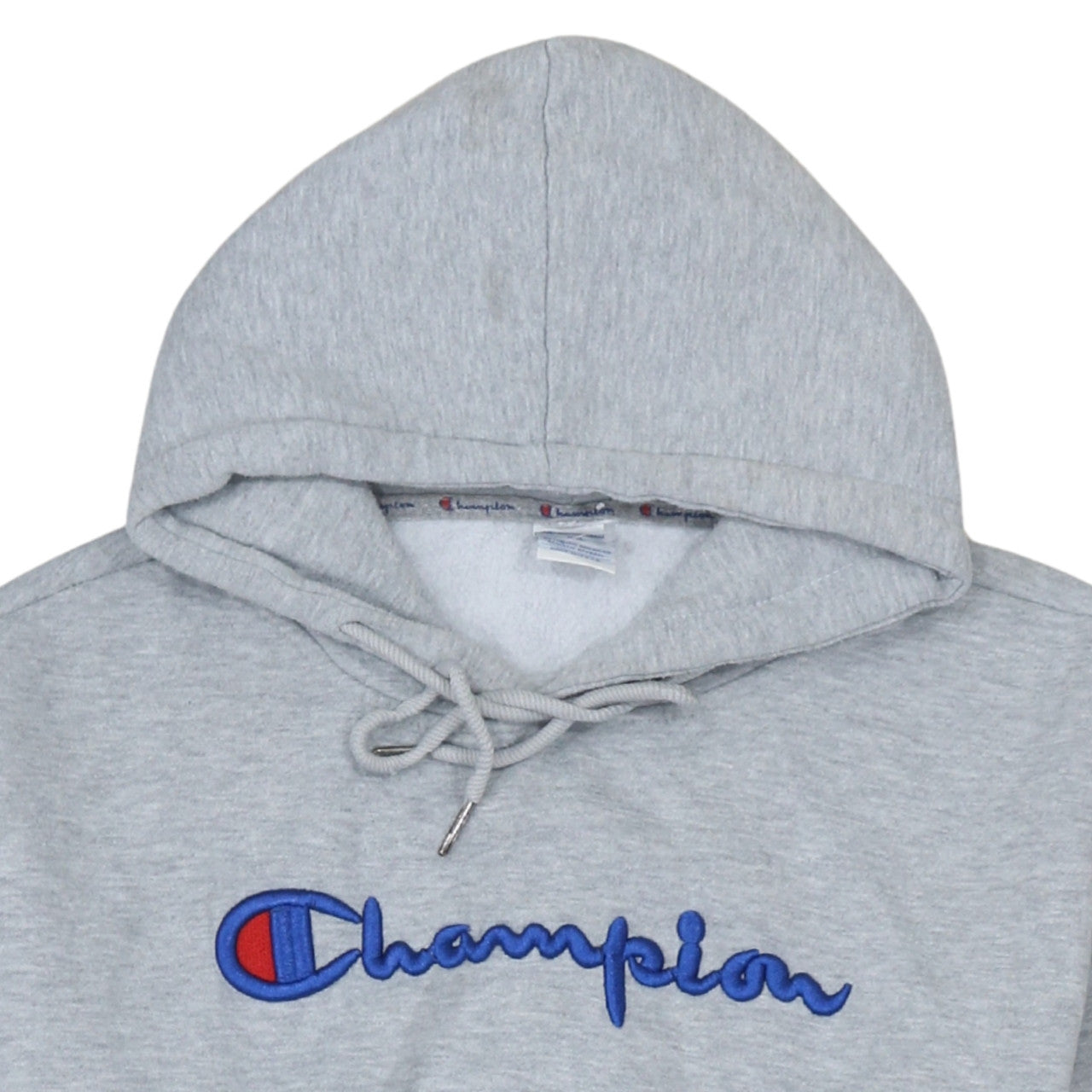 Champion Mens Grey 2XL Pullover Hoodie Embroidered Logo Fleece