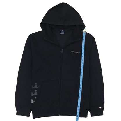 Champion Men's Black 2XL Full Zip Hoodie Fleece Sweatshirt
