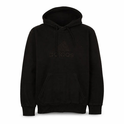 Front view of Adidas Men's Black Pullover Hoodie L Sports Fleece Sweatshirt