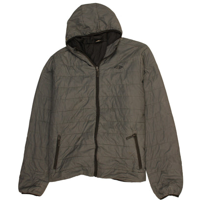 Umbro Men’s Grey 2XL Hooded Puffer Jacket Full Zip Quilted Coat